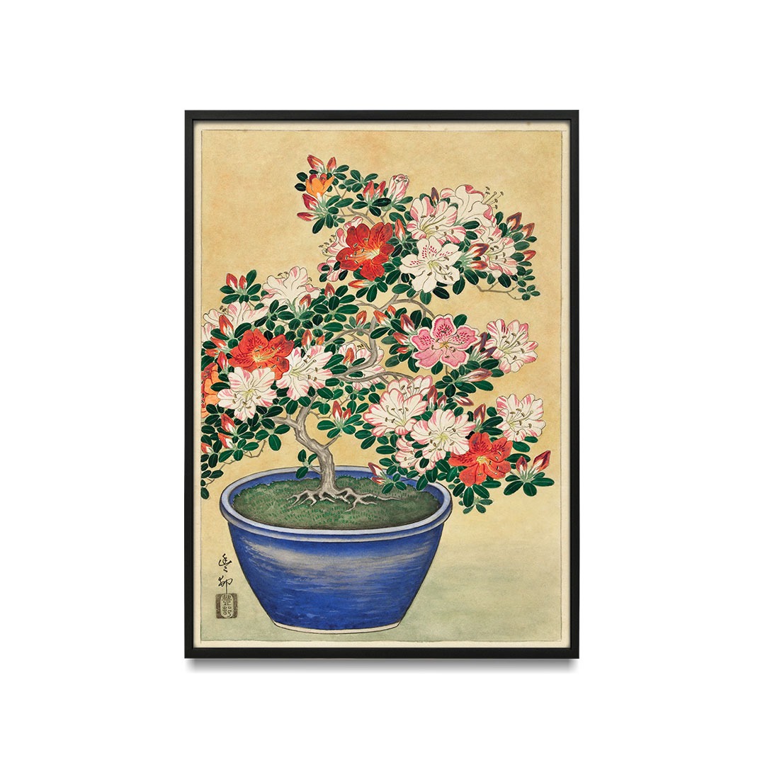 Ohara Koson - Blooming Azalea In Blue Pot