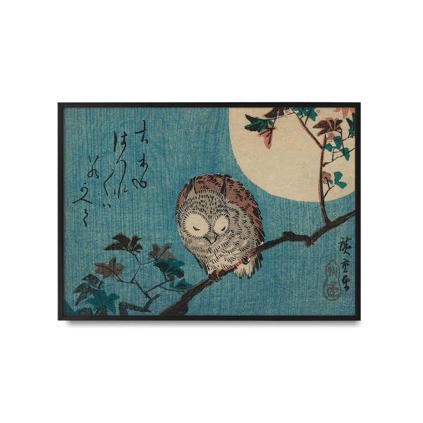 Utagawa Hiroshige - Owl sur une branche d'érable avec la pleine lune