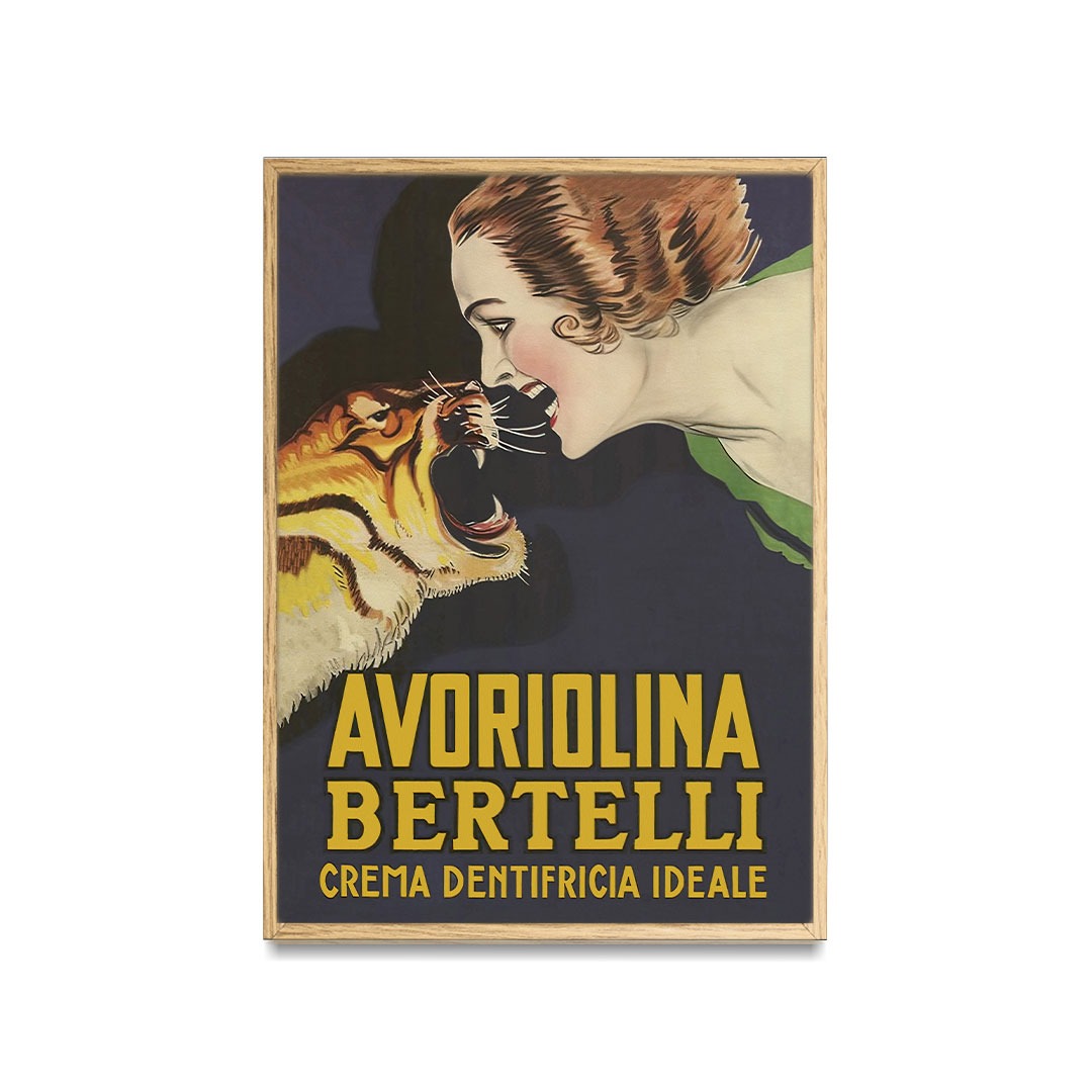 Affiche publicitaire Avoriolina Bertelli, dentifrice idéal de 1921 par Achille Luciano Mauzan (1883-1952), Italie, XXe siècle.